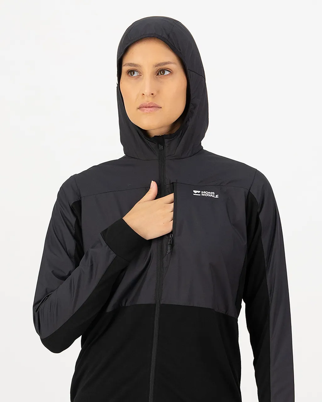 100770-1171-001-104 Womens Diversion Merino Wind Jacket Black