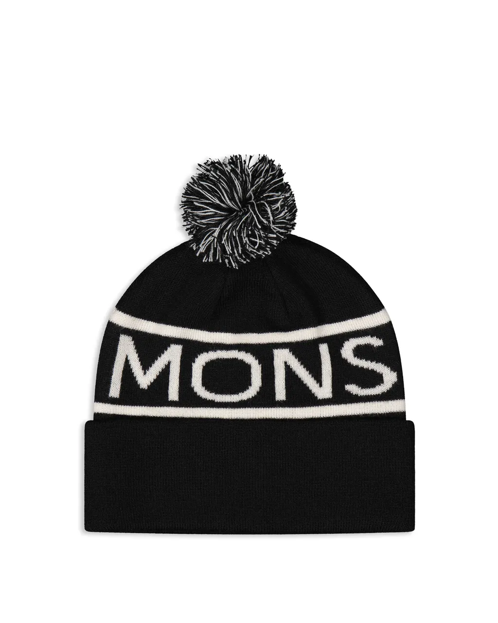 100728-1169-092-201 Unisex McCloud Merino Pom Pom Beanie Black / White