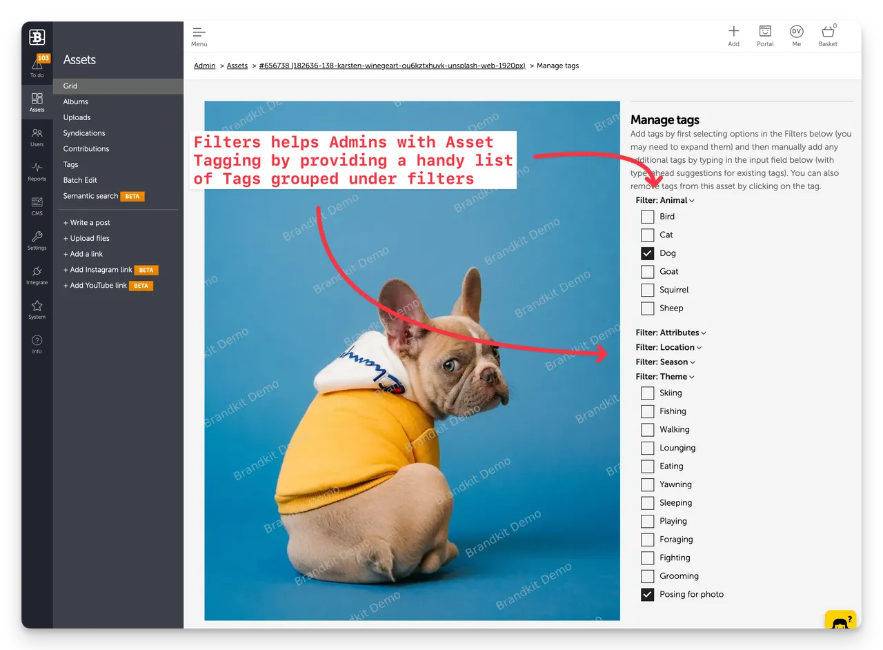 Brandkit filters as tagging helper