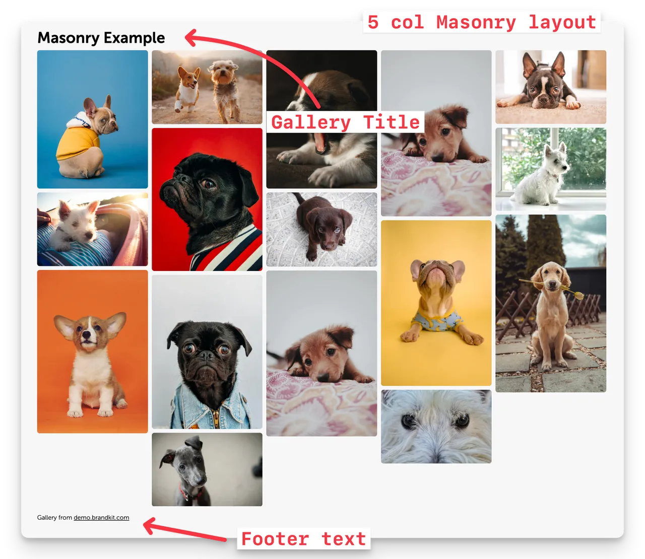 Brandkit Gallery Masonry Layout example