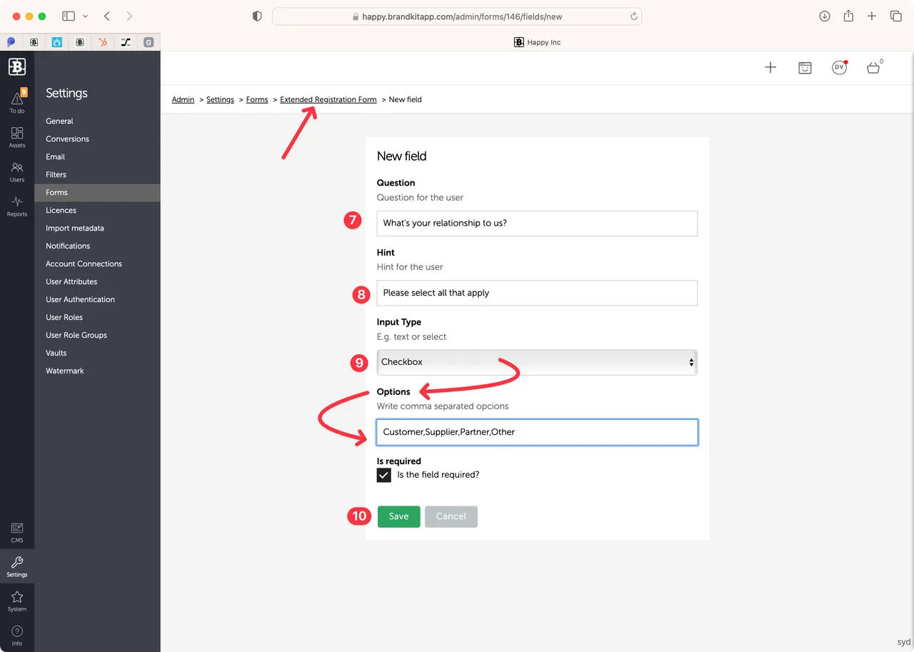 Screenshot bk-2 adding input fields in the forms editor