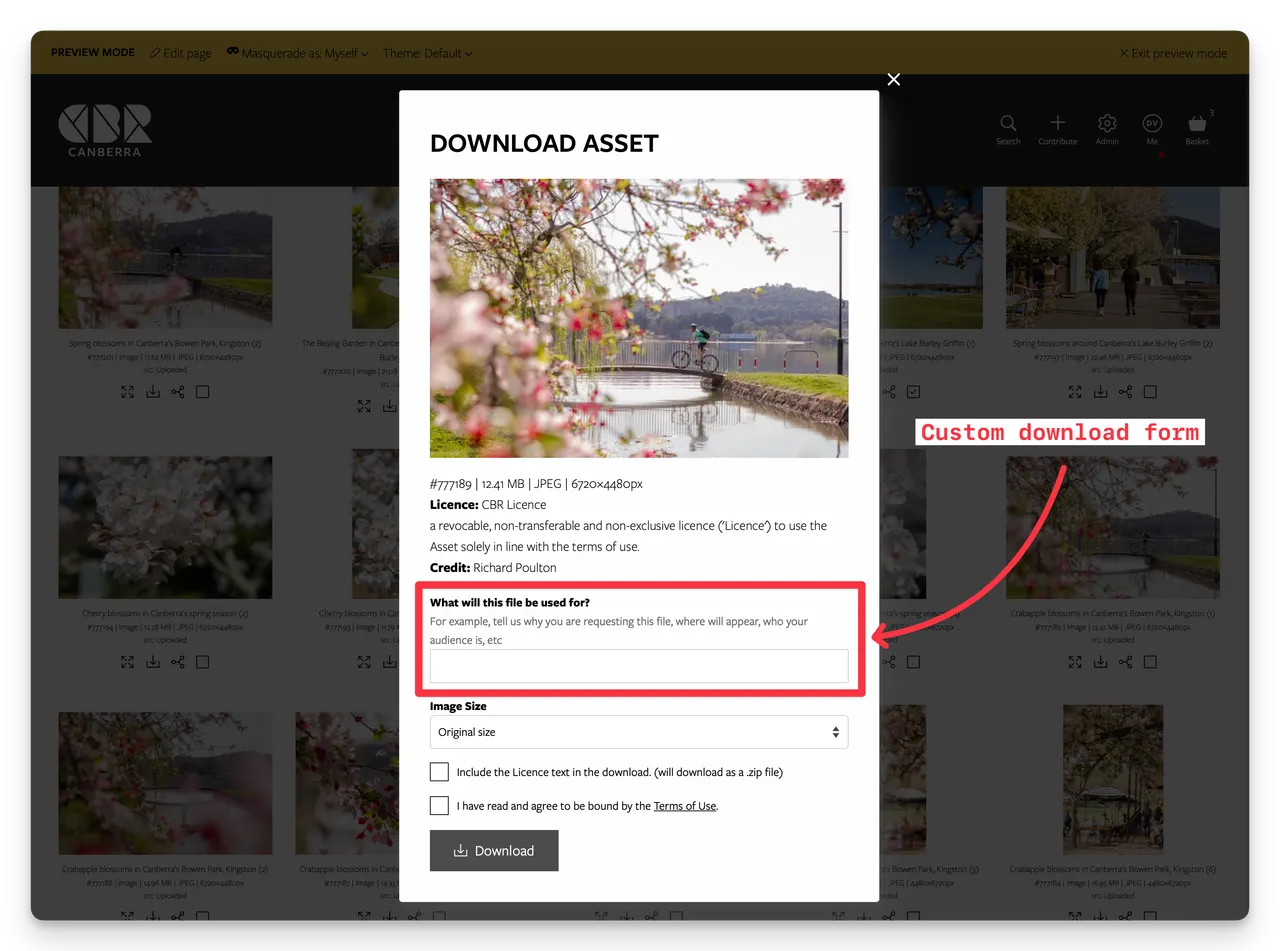 Brandkit custom download form example Brand Canberra