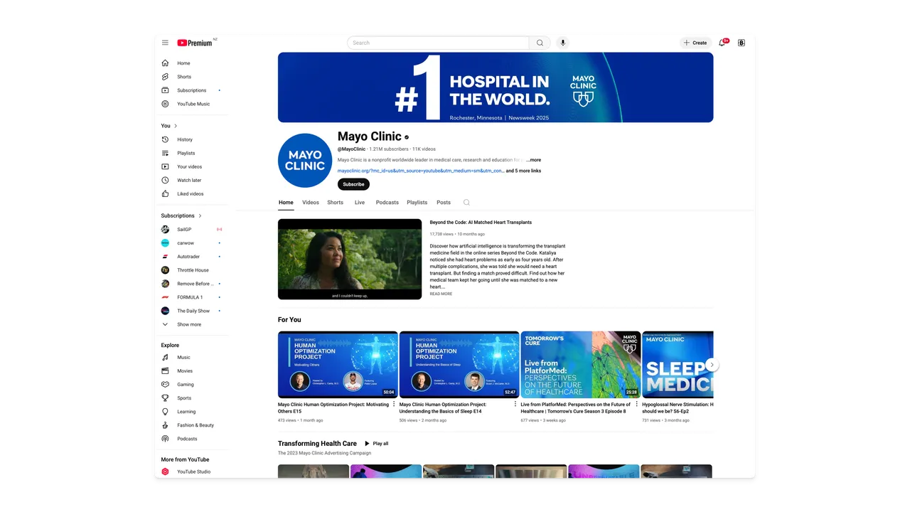 Mayo Clinic YouTube channel@2x