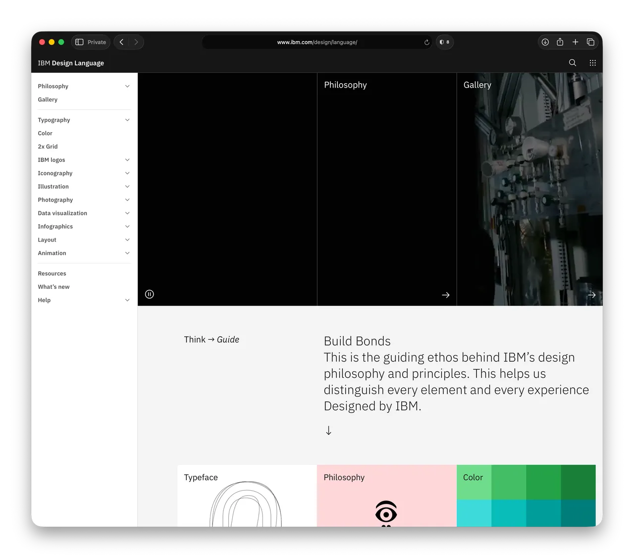 IBM Design Language Guidelines example