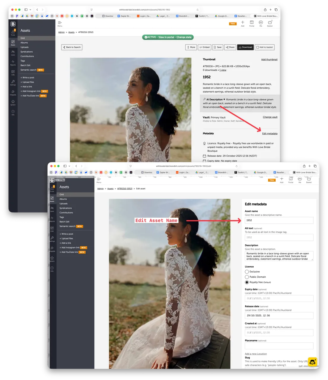 Brandkit How to change Asset Name
