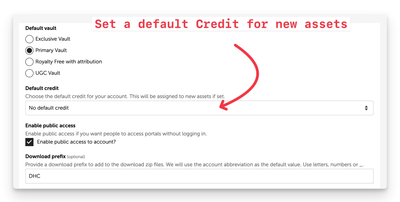 Brandkit - Settings for default credit v2