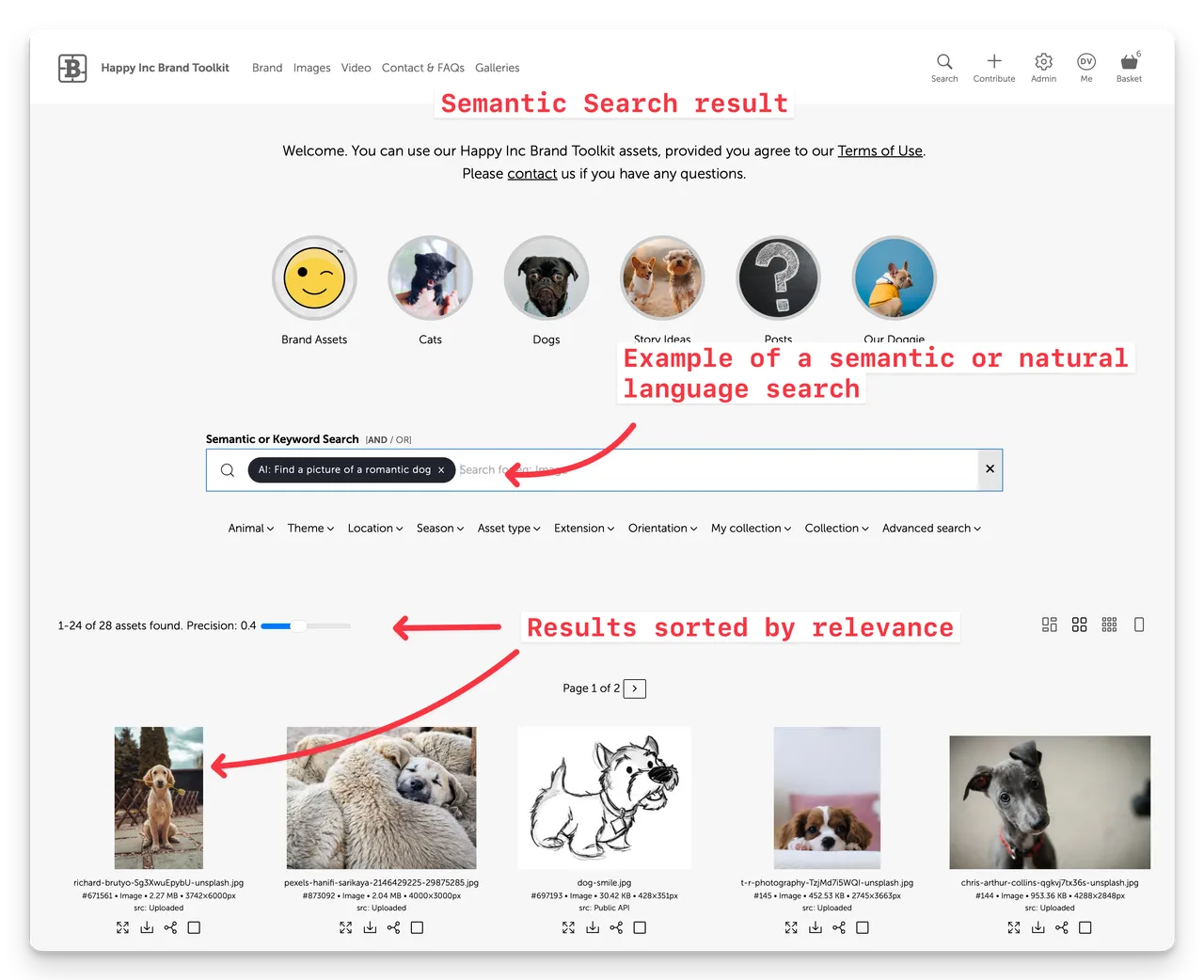Brandkit demo semantic search example
