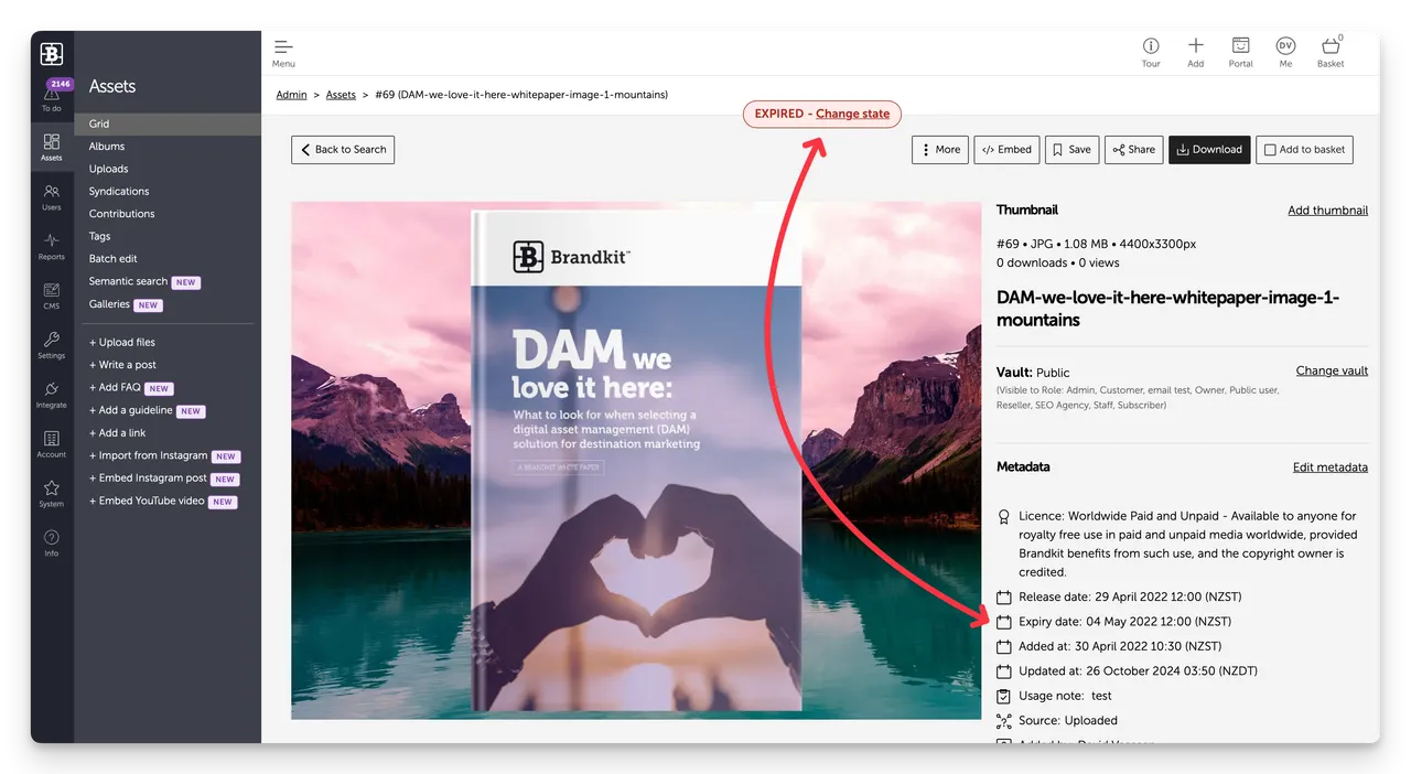 Brandkit Admin Expired Asset Example