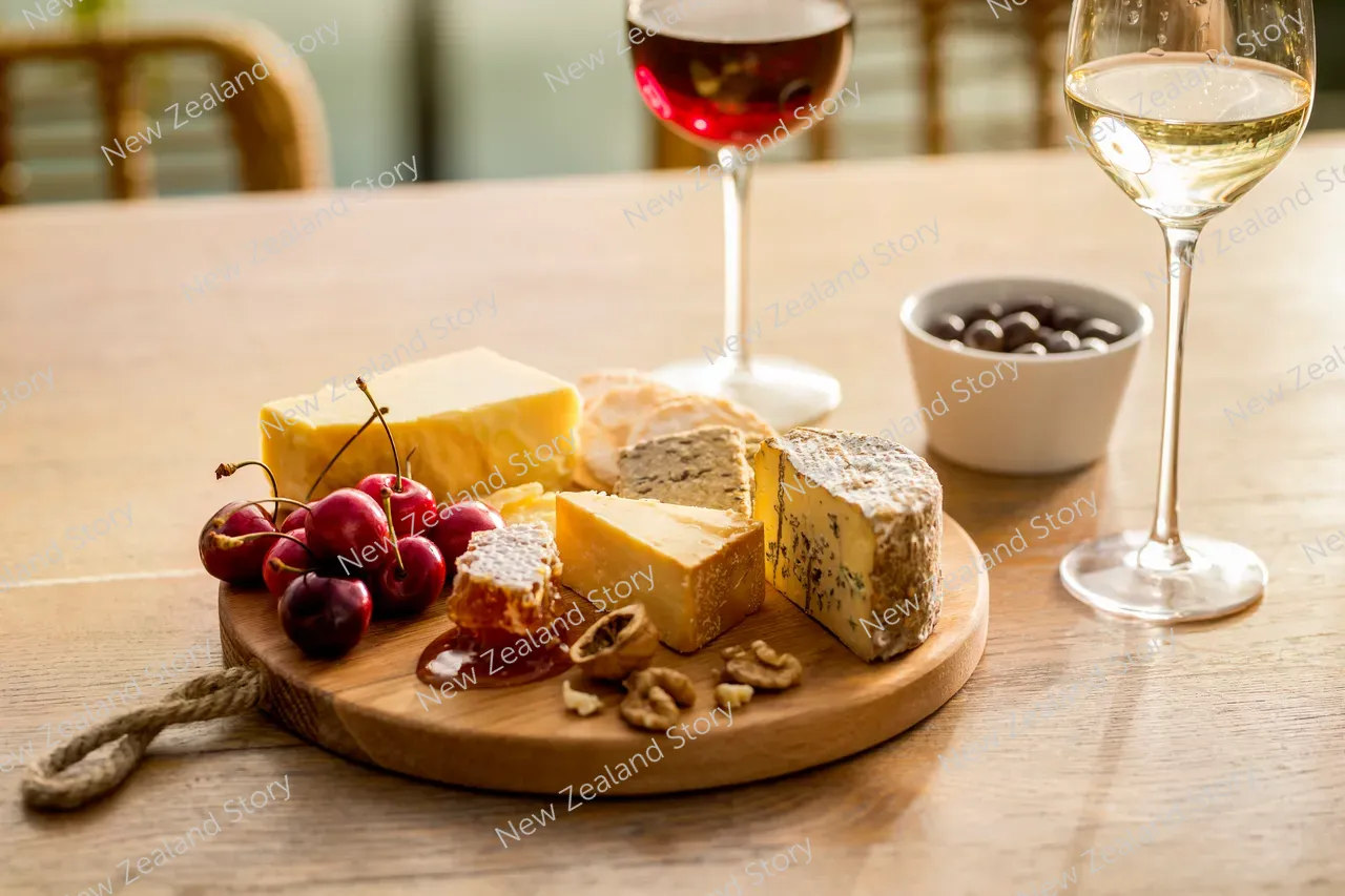 Cheese board with wine