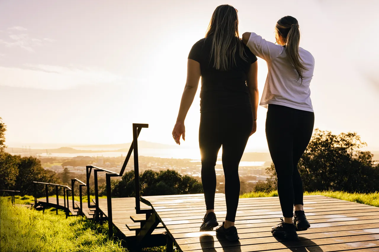 Women admire the views on Mount Eden boardwalk