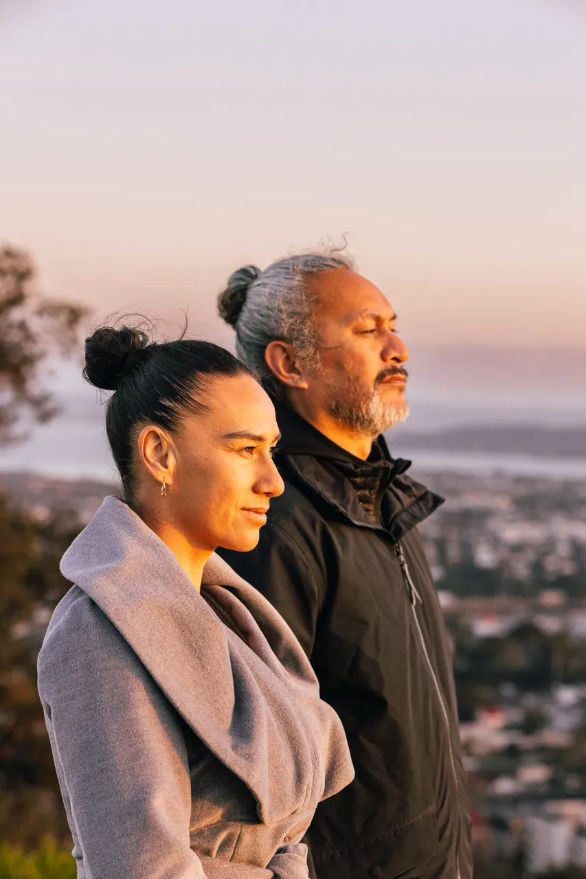 Man and woman admire the morning view