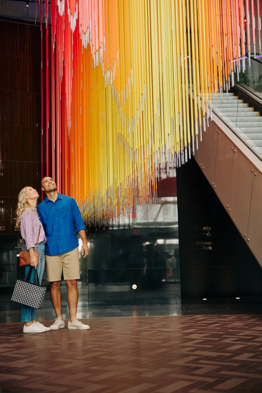 Couple admiring an art installation