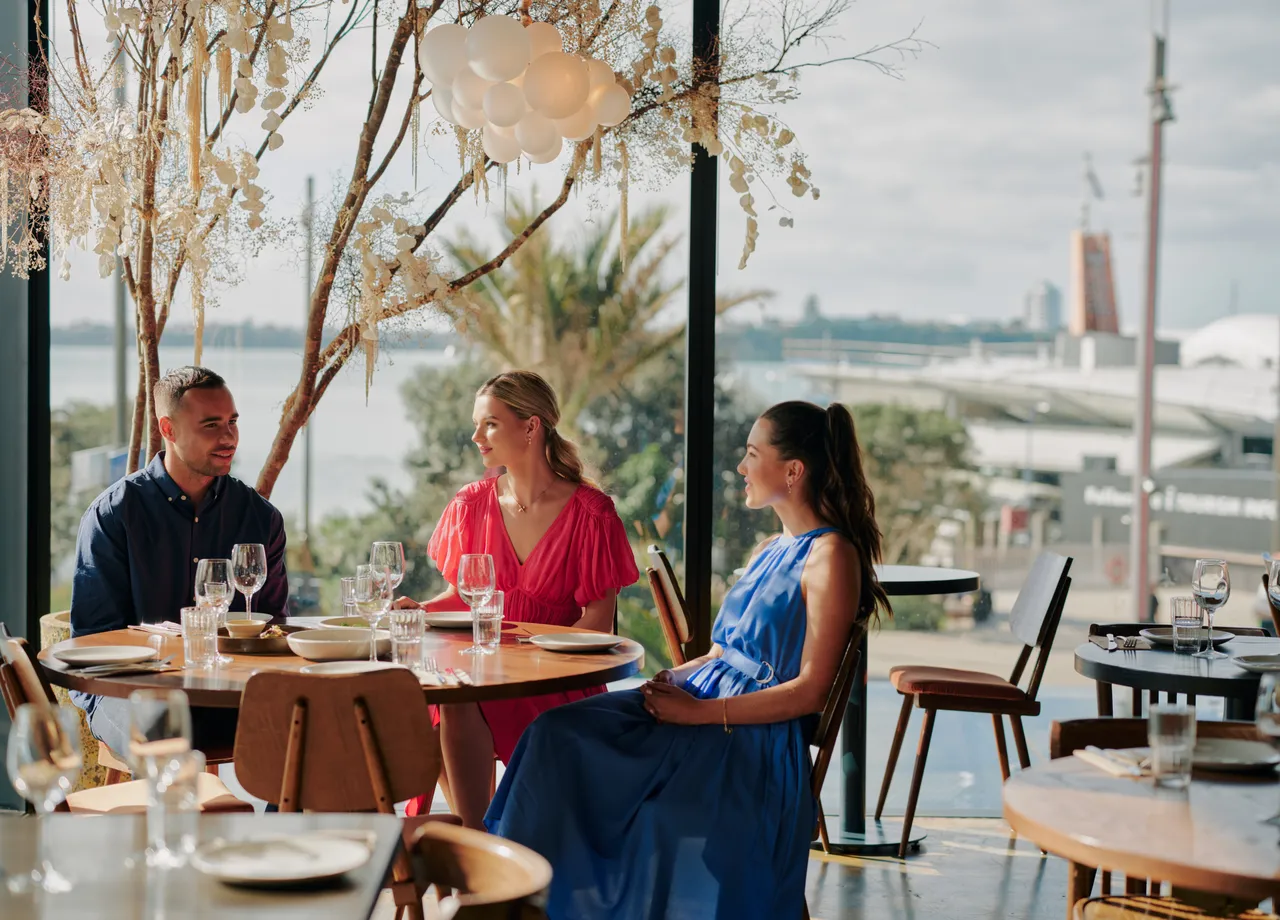 A group of friends dining