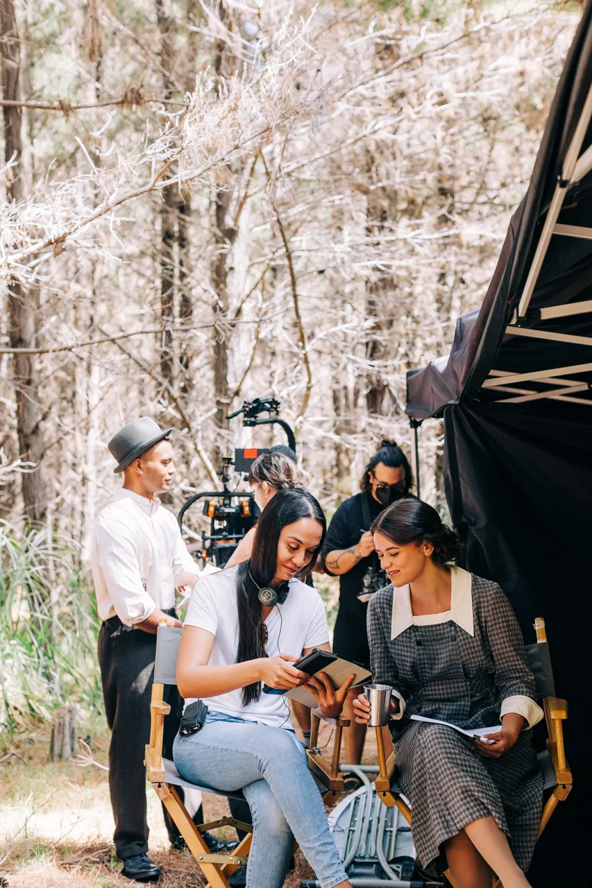 Behind the scenes on film set