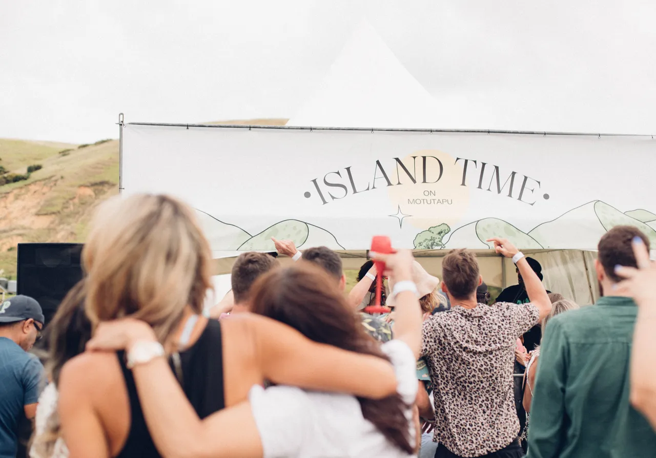 Festival-goers enjoying live music