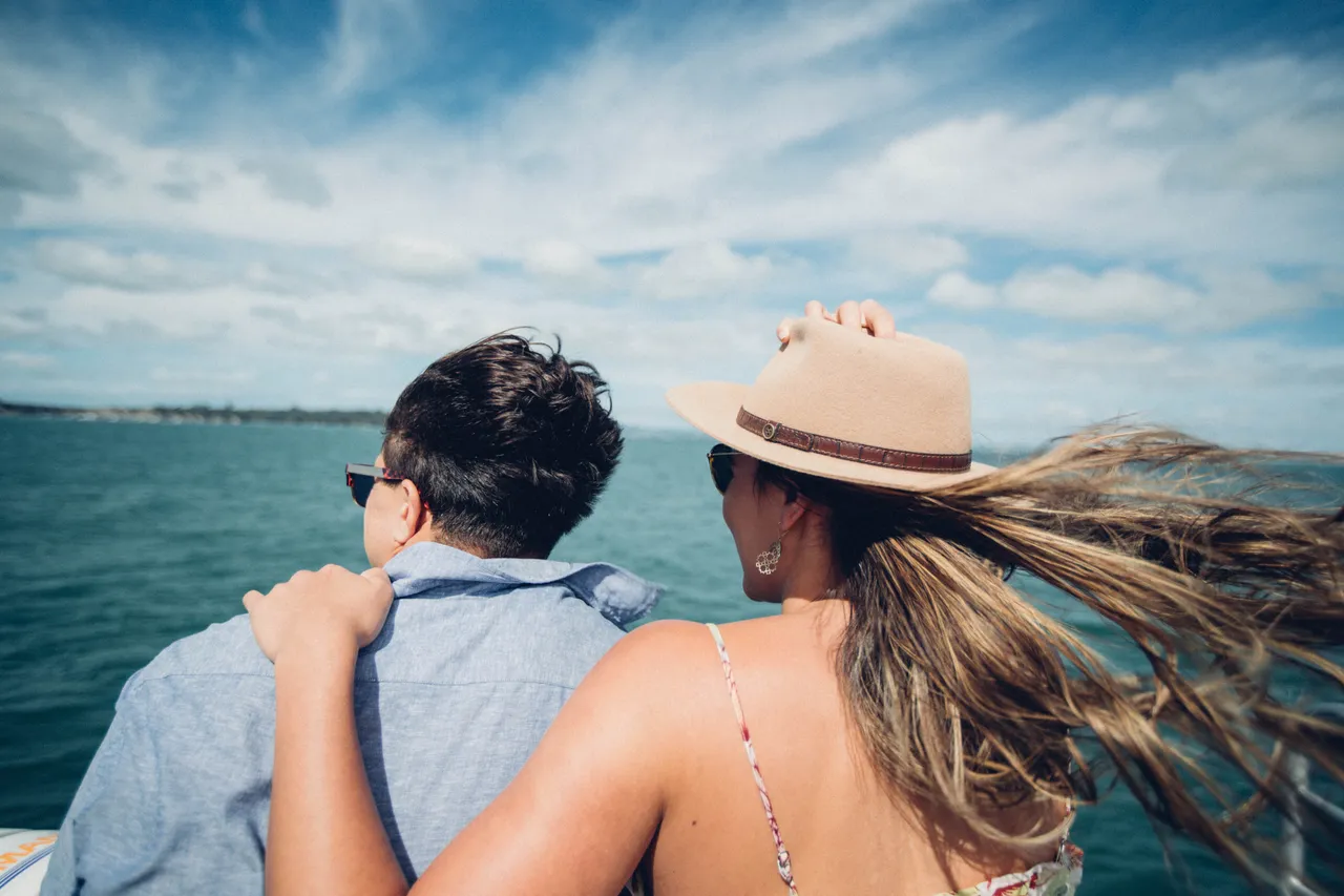 Couple looking out at the ocean