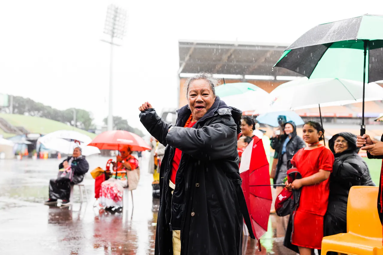 Woman dancing in the rain