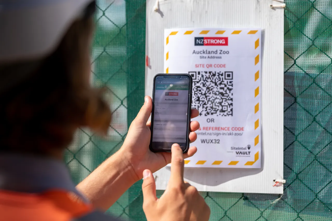 Worker using covid app