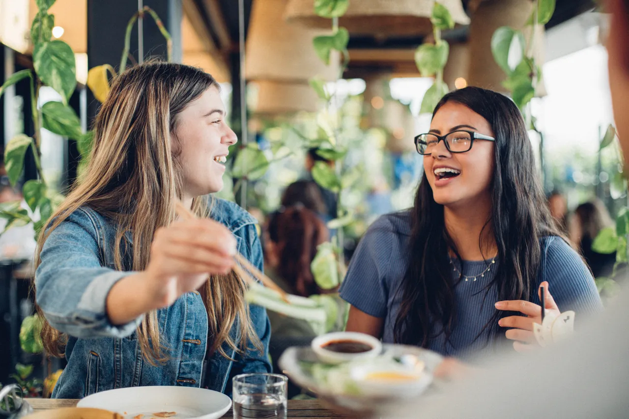 Girls enjoying lunch