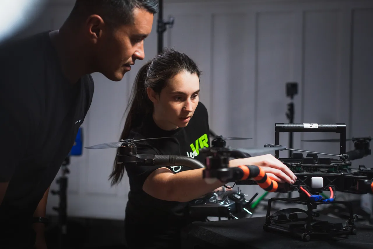 Woman demonstrating drone