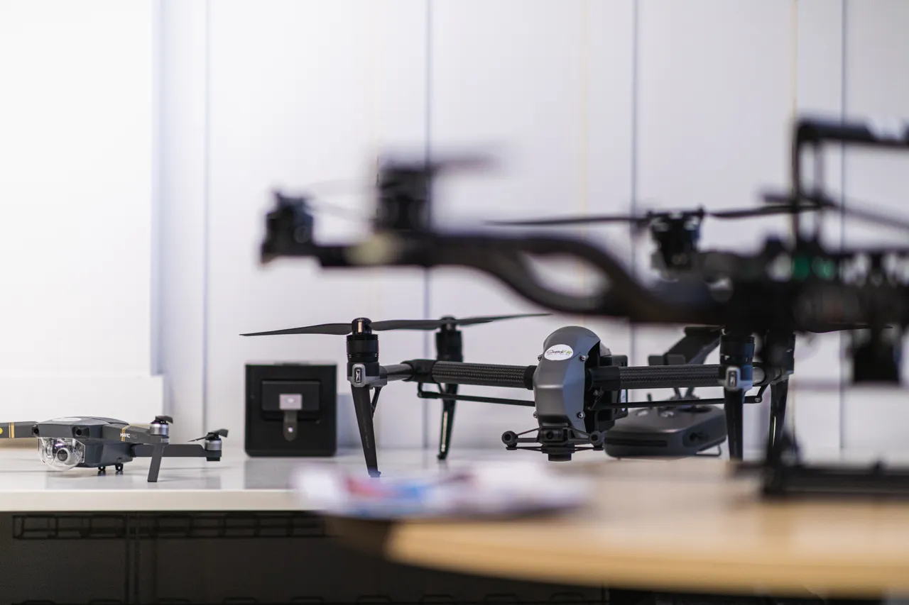 Drone set up on table