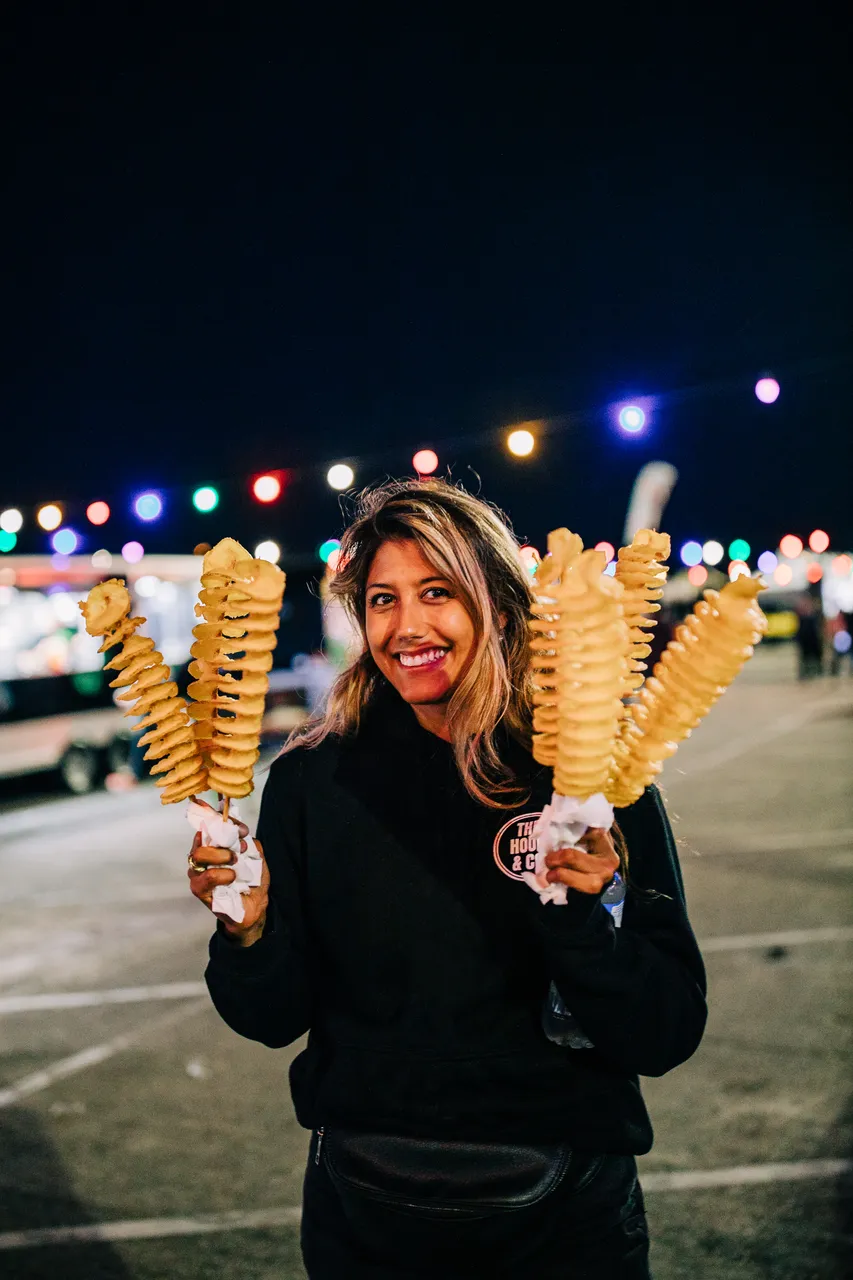 Potato spirals at a waterfront festival
