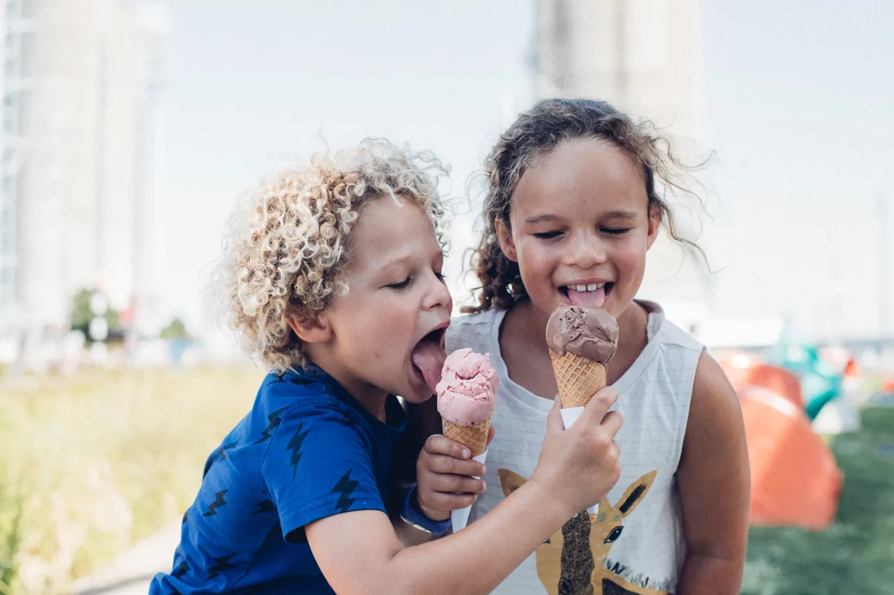 Sharing ice creams at Silo Park
