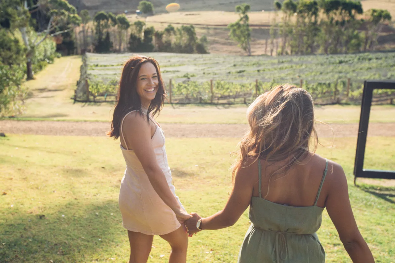 Friends and vines at Stonyridge Vineyard, Waiheke Island