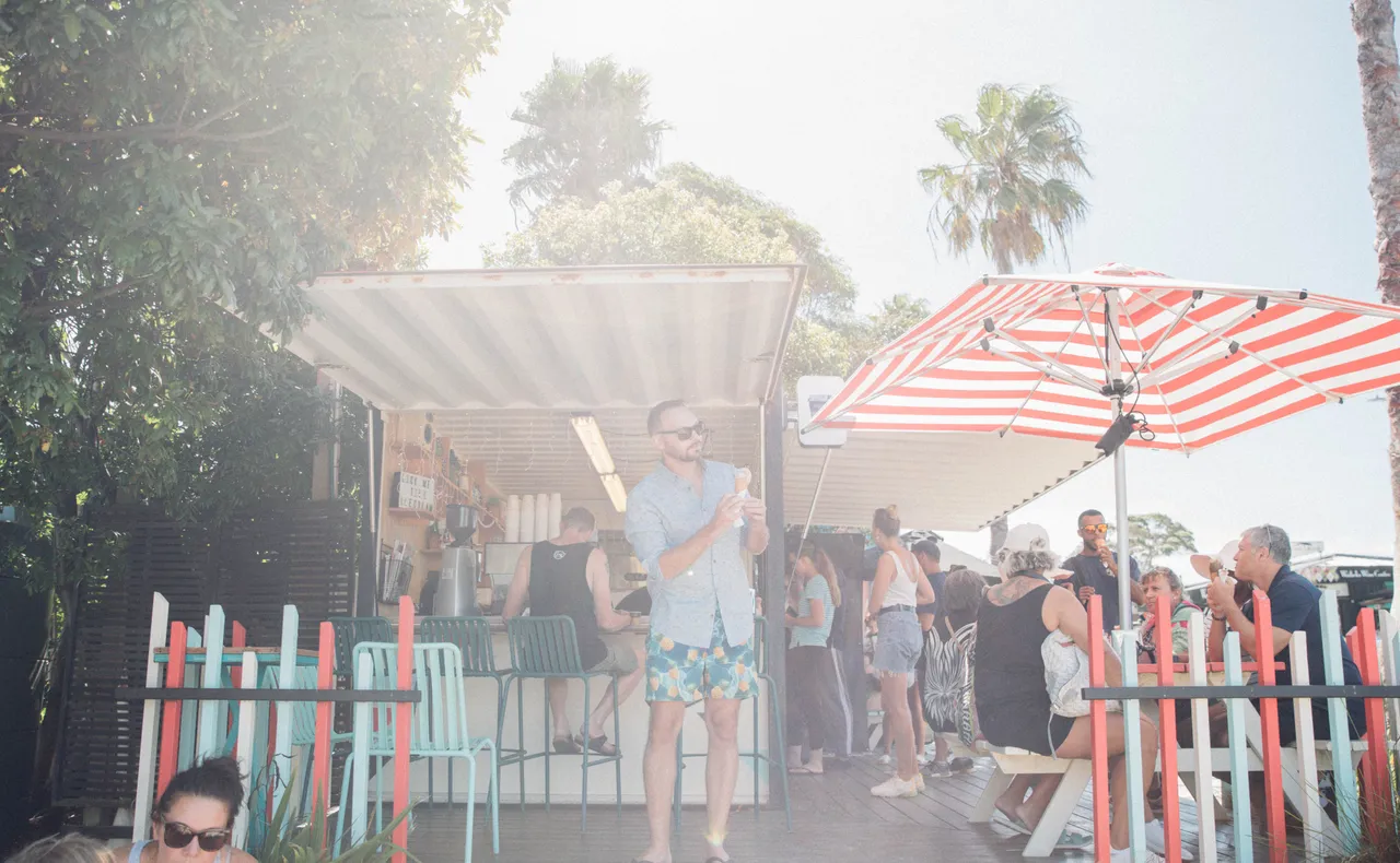 People enjoy gelato on Waiheke Island