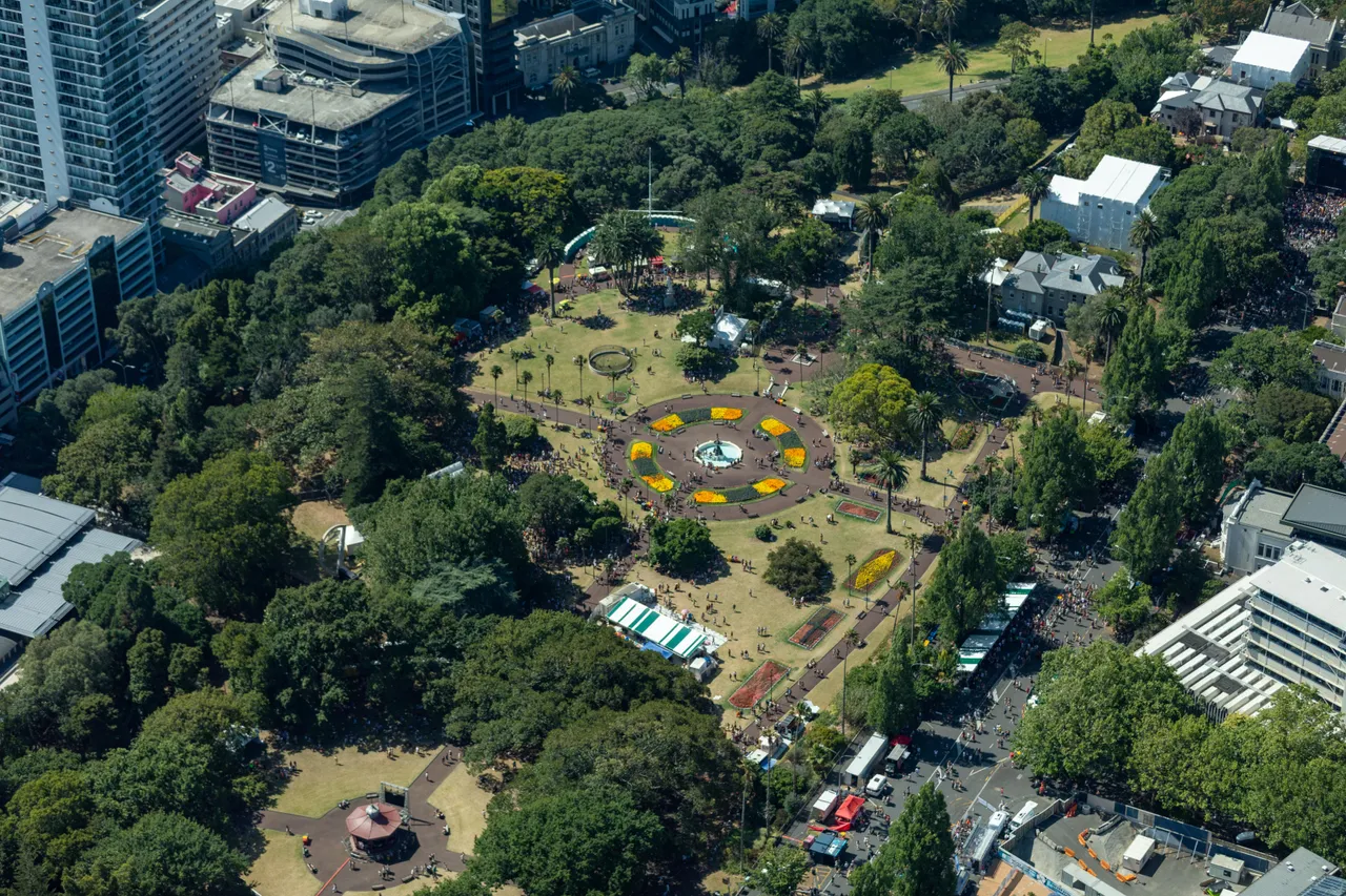 Albert Park framed by Auckland City
