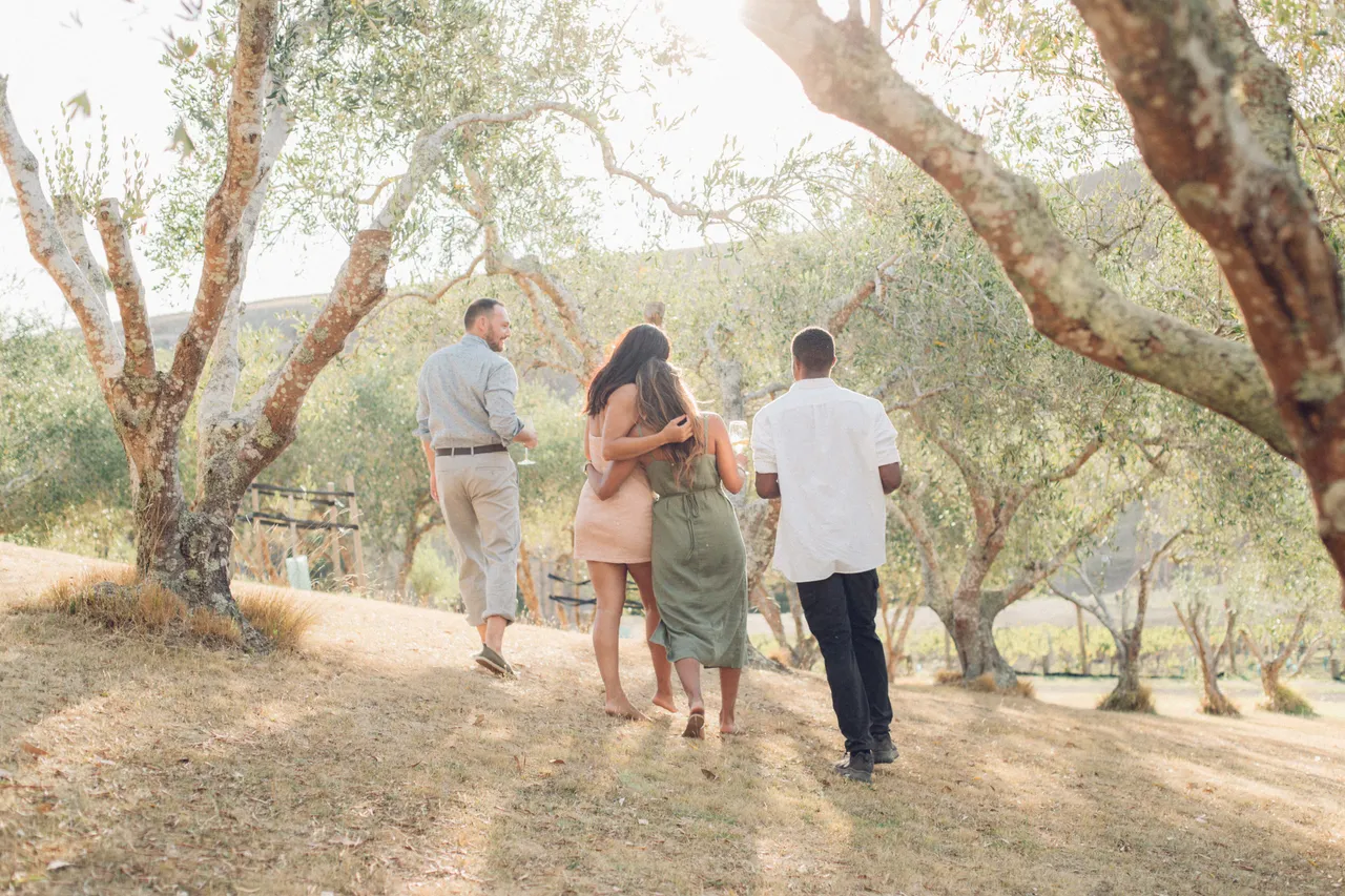 Friends in the groves, Stonyridge Vineyard, Waiheke Island