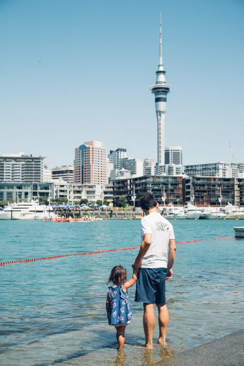 Sky Tower view at the Viaduct Basin