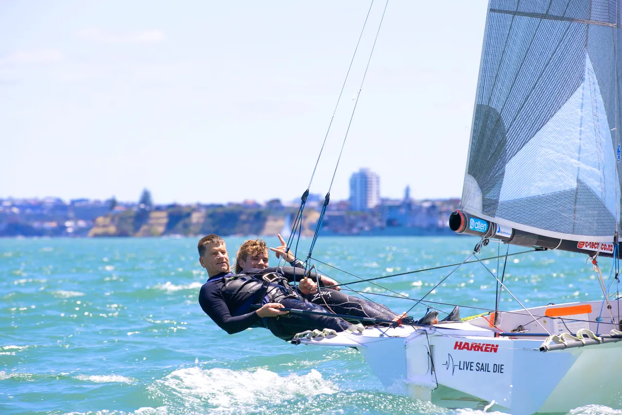 Pair sailing on the Waitematā Harbour