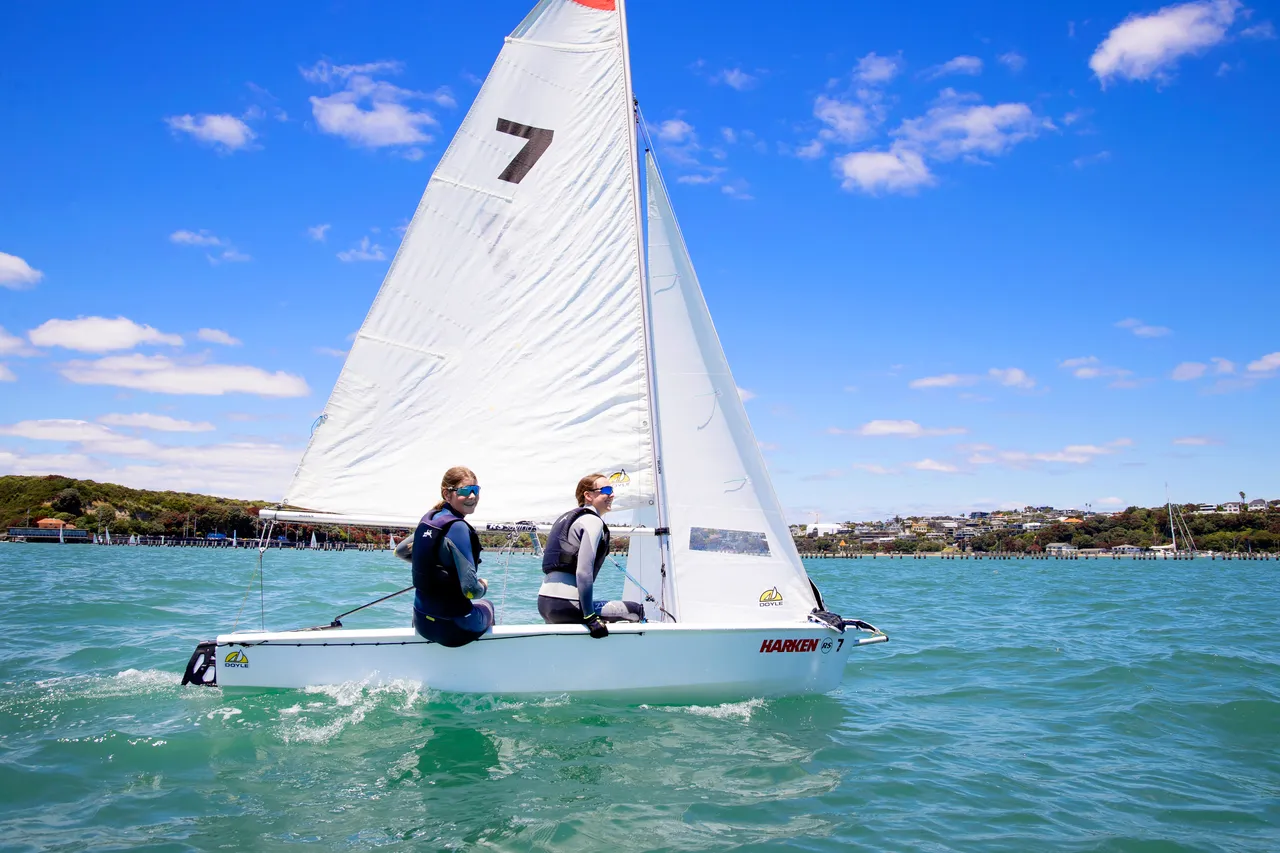Youth sailing a Flying 15 on the Waitematā Harbour