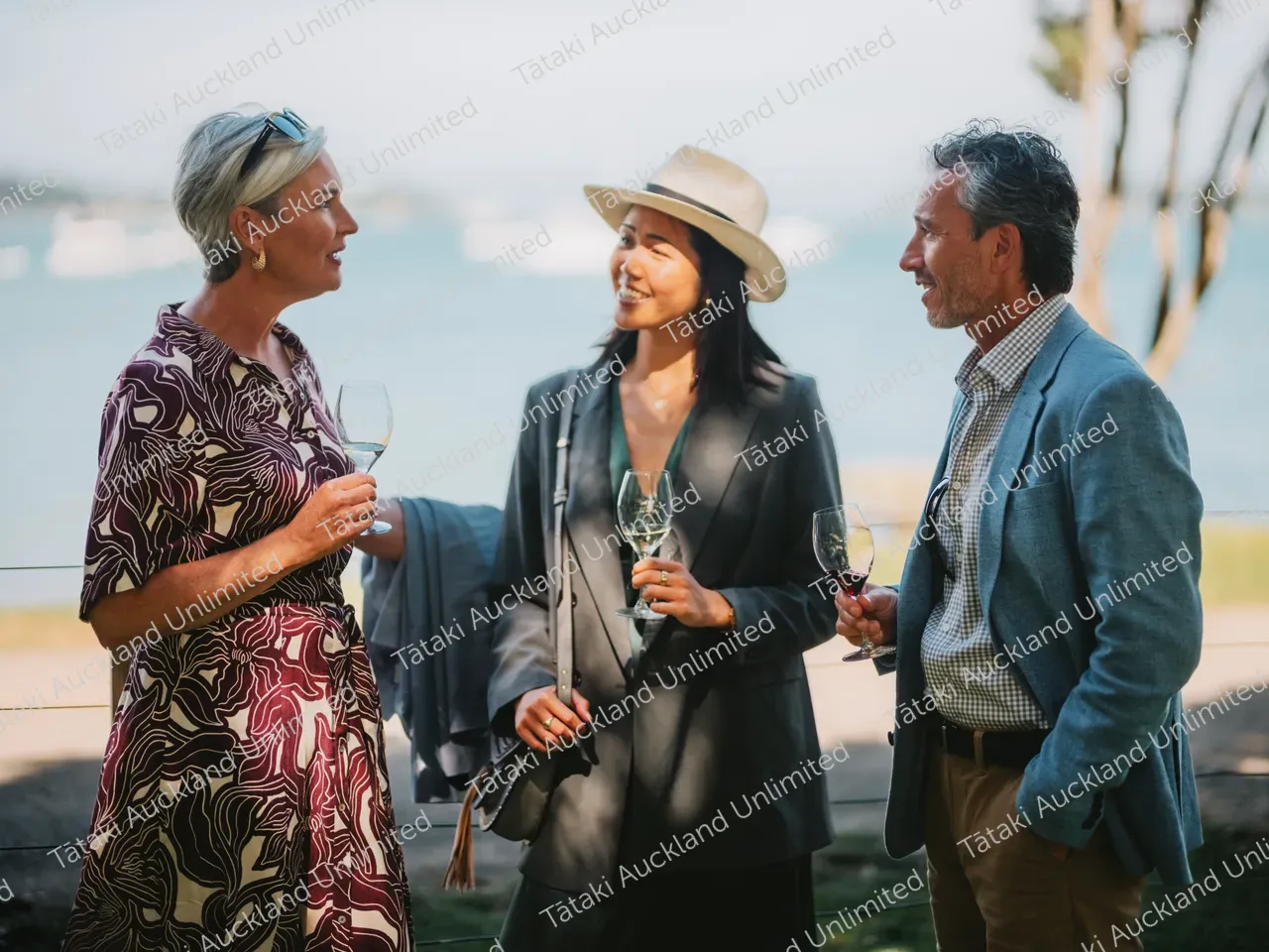  A group of business professionals wine tasting at a Waiheke vineyard 3