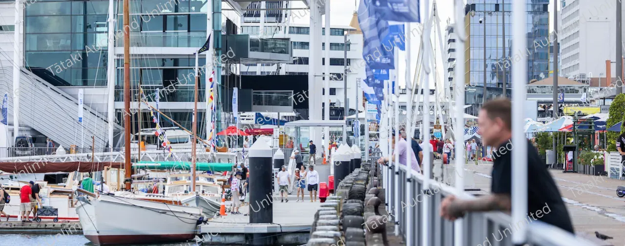 People visiting Auckland Wooden Boat Festival