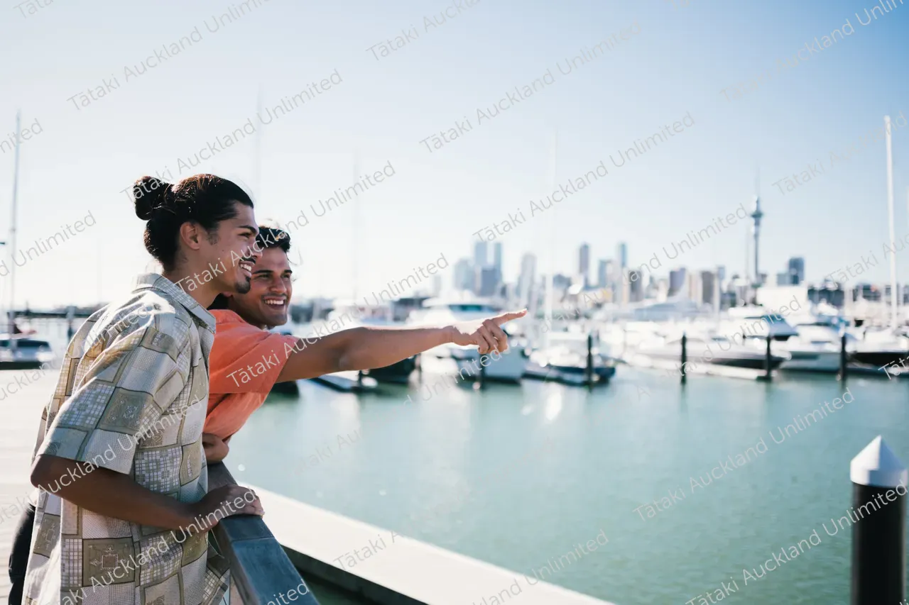 Male couple sightseeing at Westhaven Marina 5