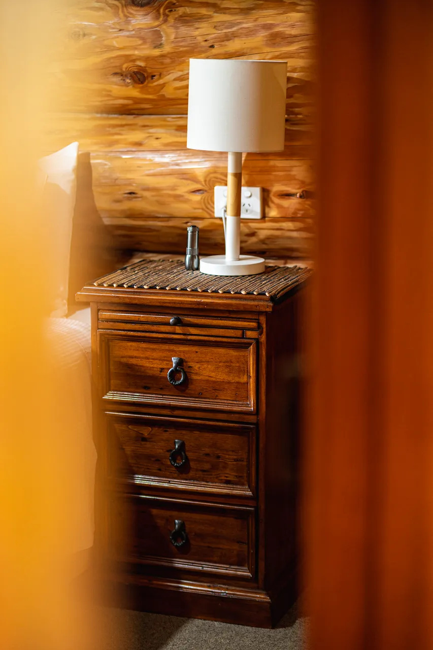 Lamp on bedside table