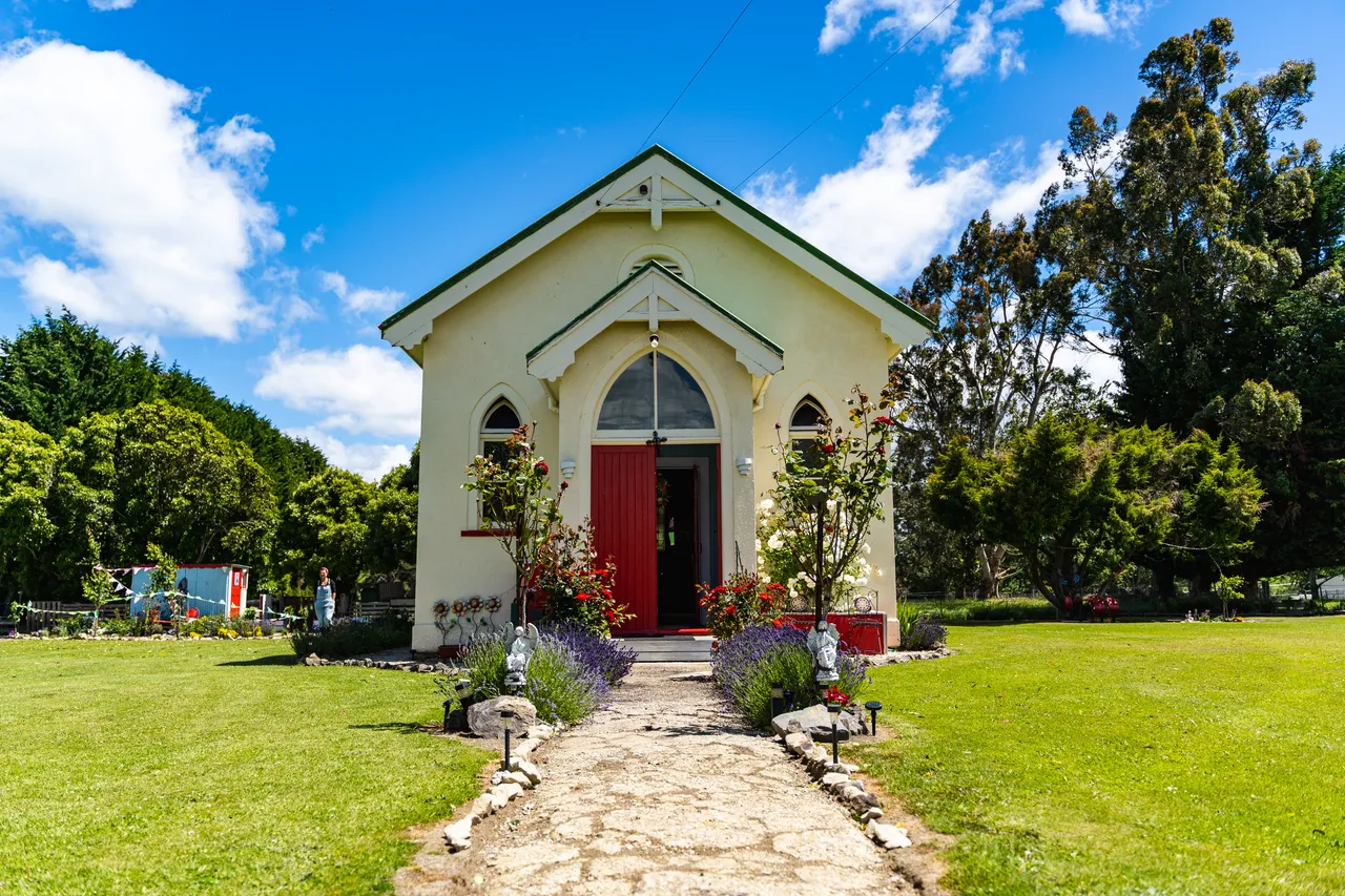 White church and lawn