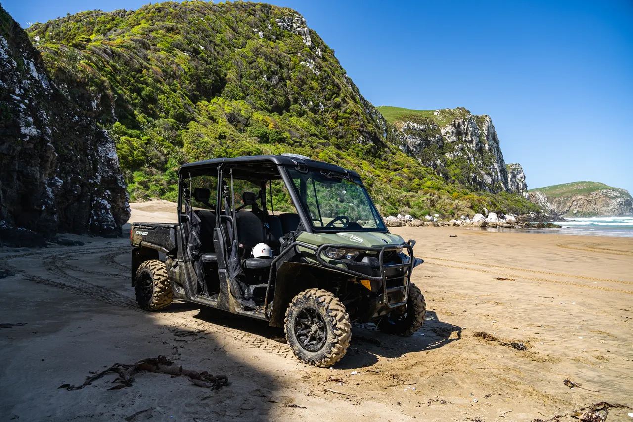 Side by side parked on the beach