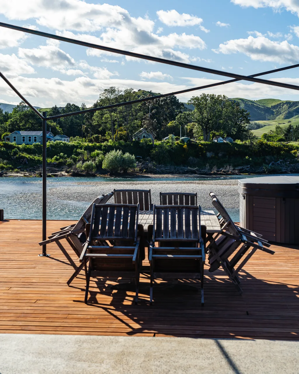 Outside seating area beside the river