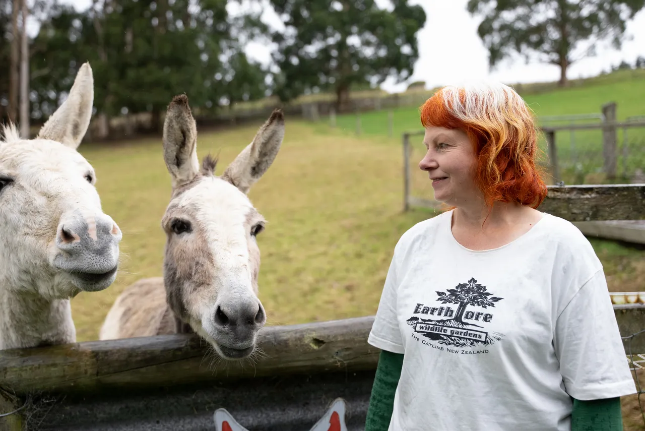 Janine Thompson with donkeys