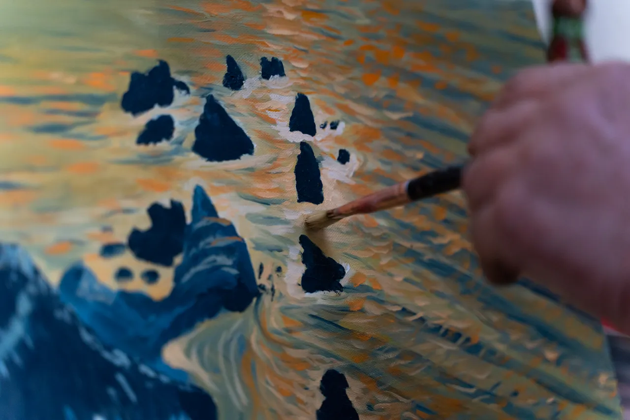 Close up of painting
