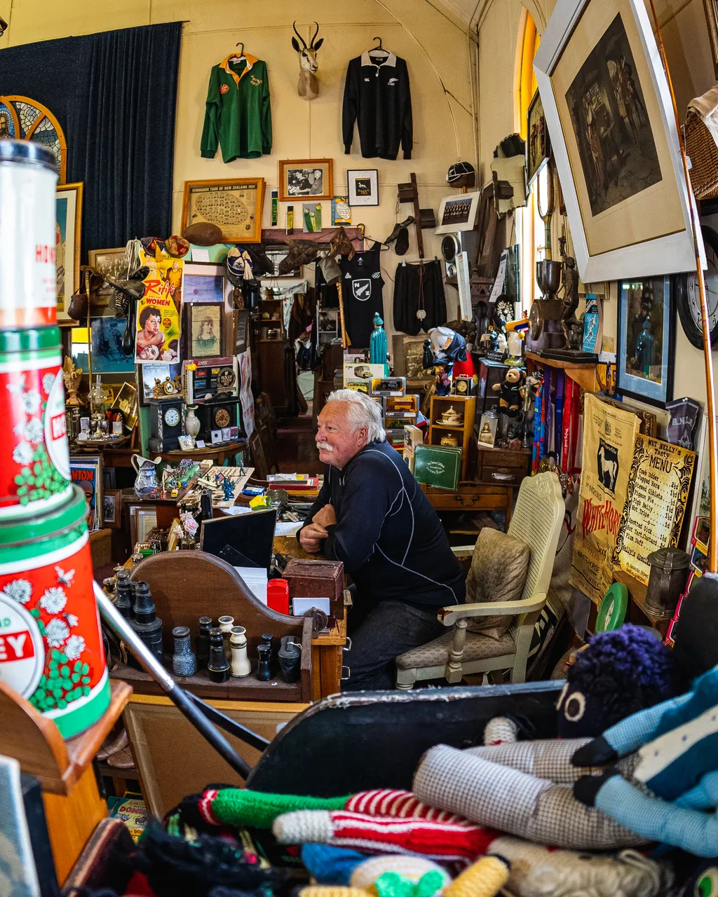 John in antique shop