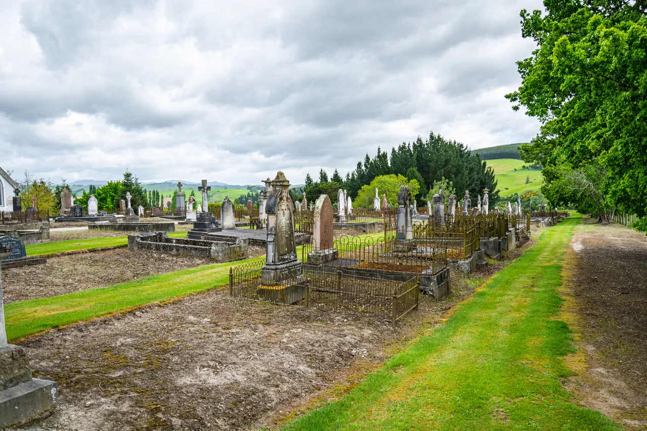 Grass and headstones