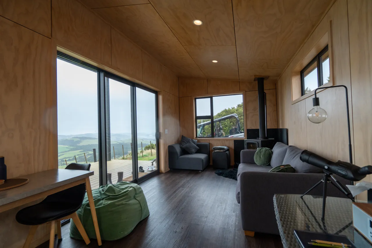 Living room with view of farmland