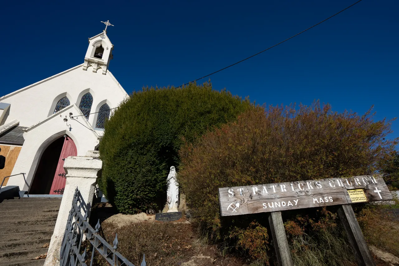 White church and sign
