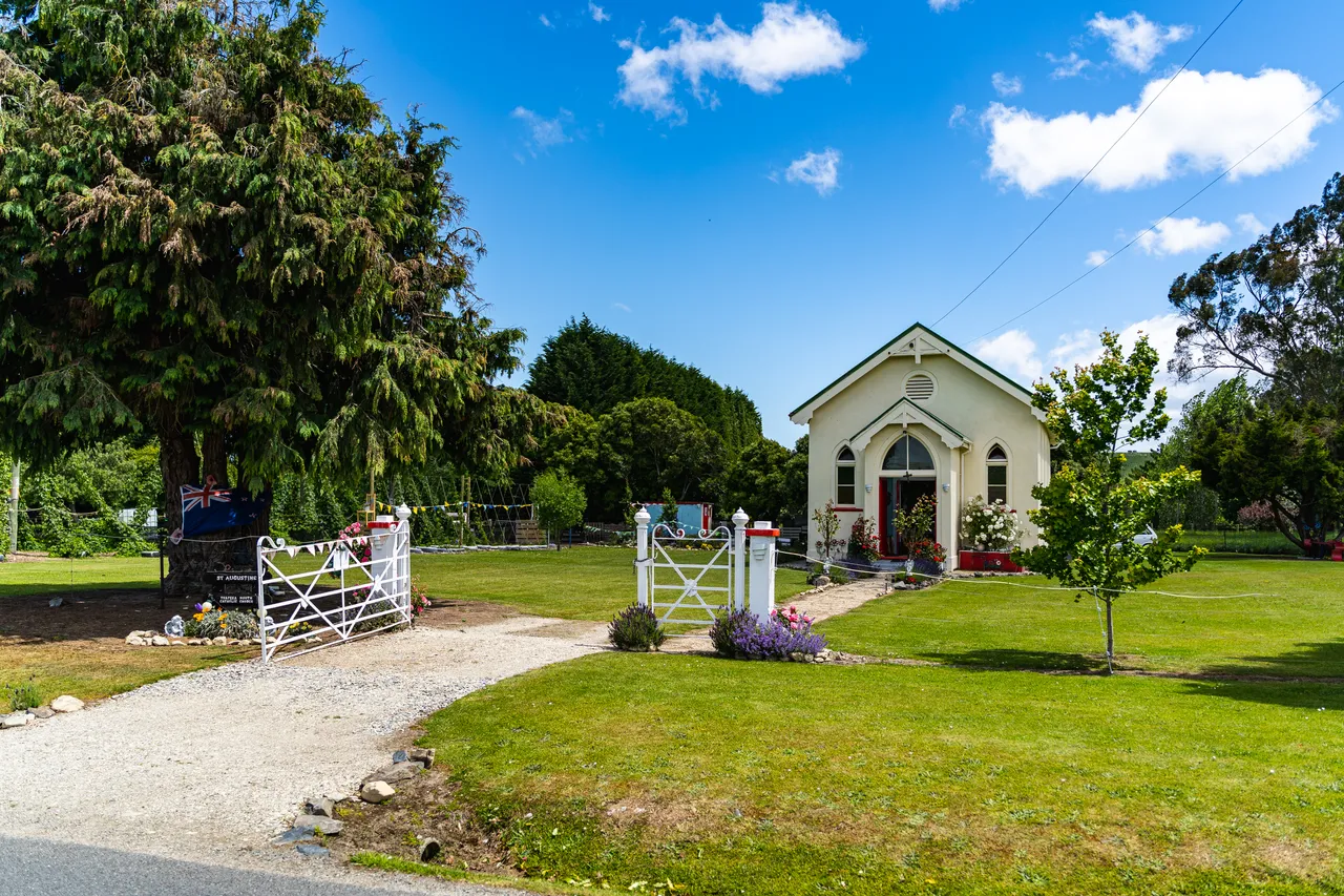 White church and lawn