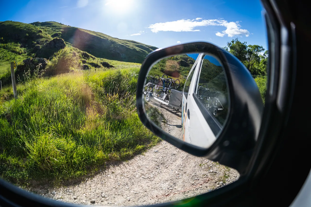 shuttle van mirror with bikes