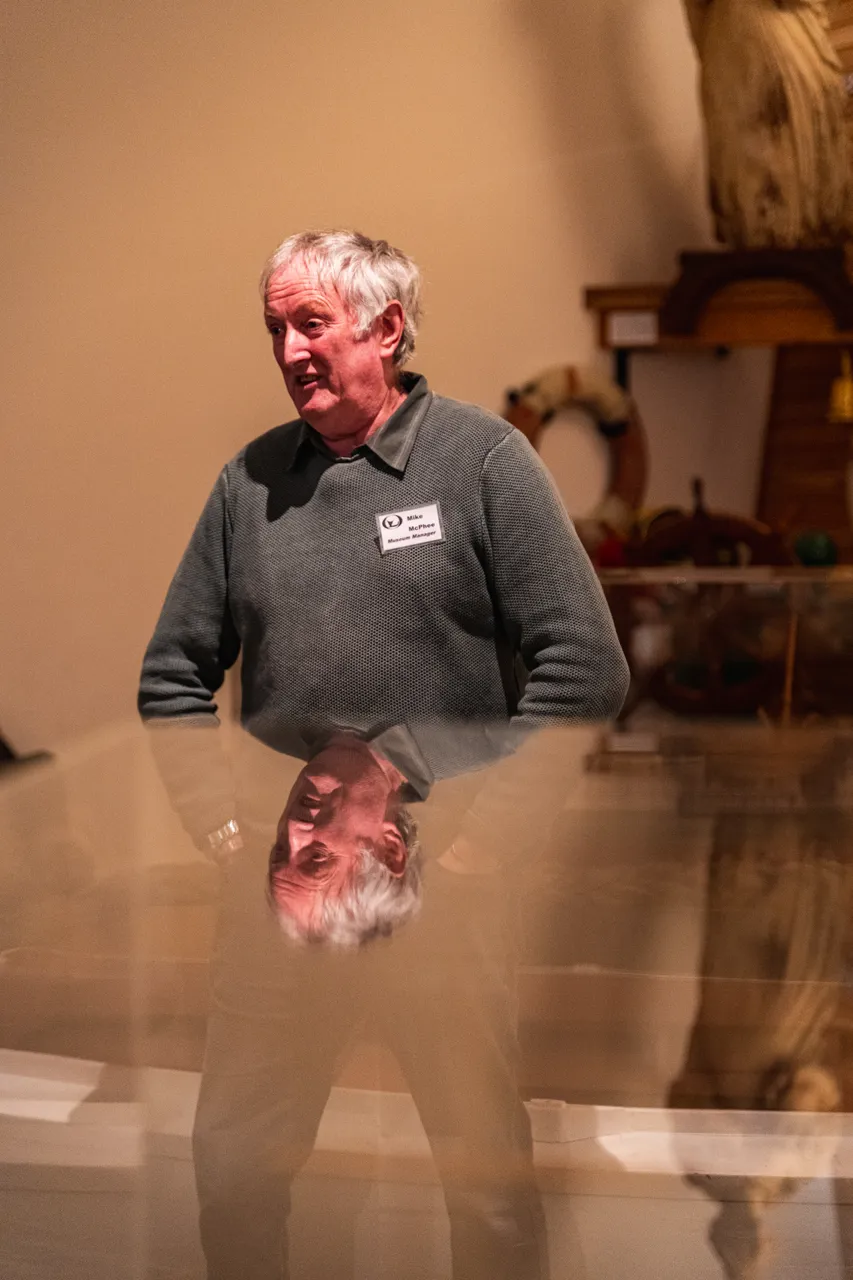 Mike McPhee in Owaka Museum